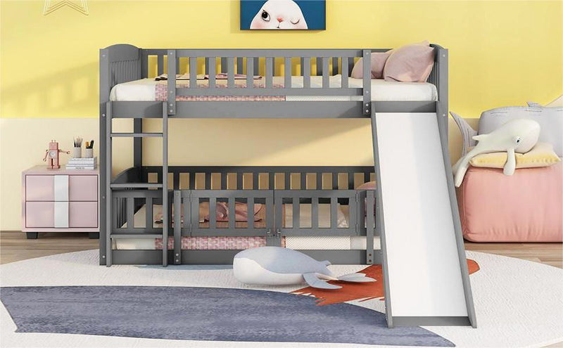 Low Bunk Bed With Slide, Fence And Ladder - R&R Furniture Gallery (Fountain Valley, CA)