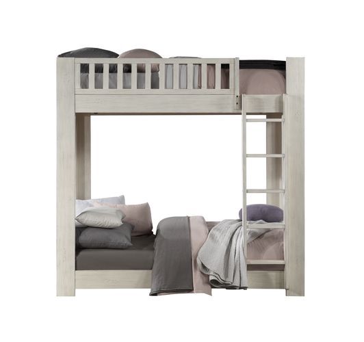 Cedro - Twin Over Twin Bunk Bed - Weathered White - R&R Furniture Gallery (Fountain Valley, CA)