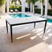 Outdoor Modern Patio Dining Table by Life Outside with tapered legs, weatherproof and rust-free, ideal for outdoor dining spaces.