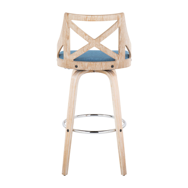 Charlotte - Farmhouse Fixed Height Bar Stool With Swivel And Round Footrest (Set of 2)