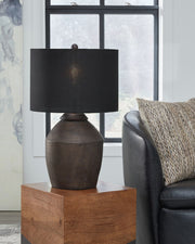 Naareman - Terracotta Table Lamp - Metallic Black - R&R Furniture Gallery (Fountain Valley, CA)