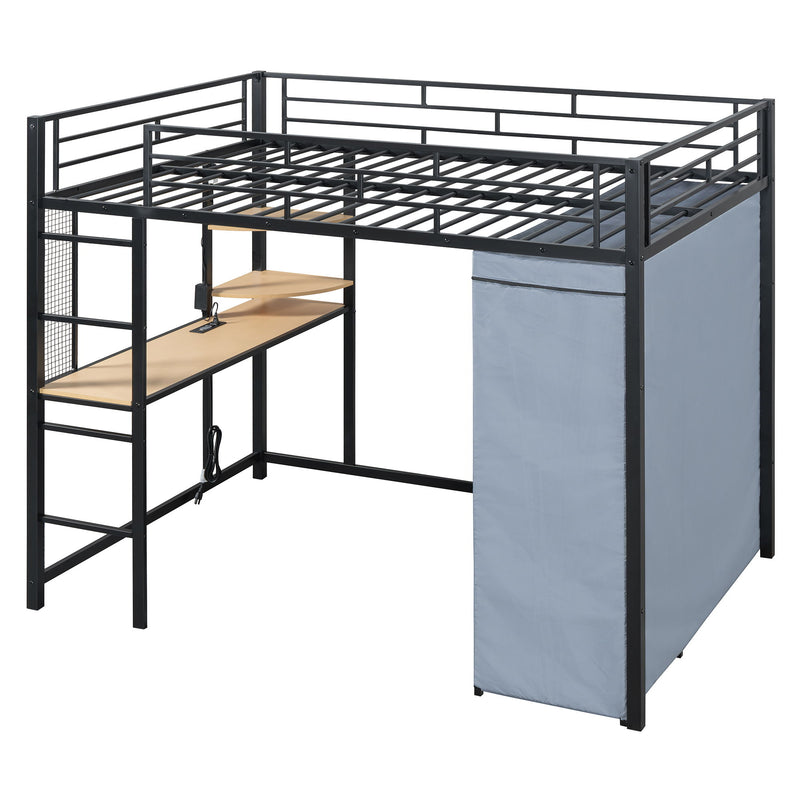 Loft Bed With Desk, Shelves, Power Outlet, LED Light And Wardrobe - R&R Furniture Gallery (Fountain Valley, CA)