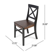 Set of two Noble House Plethora dining chairs with X-shaped back design, modern wooden frame, and cushioned seats.