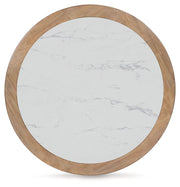 Camdill - Round Cocktail Table - Light Brown / White - R&R Furniture Gallery (Fountain Valley, CA)