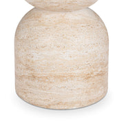 Beige Ridgewood outdoor stool or table by Classic Home, versatile end table with a sturdy design suitable for outdoor use.