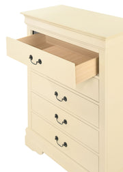 Louis Phillipe accent chest by Glory Furniture featuring a classic wooden design with decorative hardware and storage drawers.