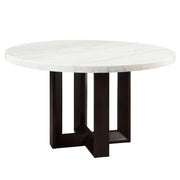 Edwyn - Round Dining Table - White Natural Marble Top & Espresso - R&R Furniture Gallery (Fountain Valley, CA)
