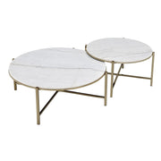 Zaidee - Nesting Table Set - Natural Marble Top & Nickel - R&R Furniture Gallery (Fountain Valley, CA)