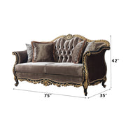 Betria - Loveseat With 4 Pillows - Light Green Velvet, Gold & Black High Gloss - R&R Furniture Gallery (Fountain Valley, CA)