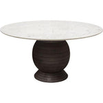 Ashe Round Dining Table w/ Genuine White Marble Top and Solid Acacia Wood Base in Espresso Finish