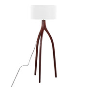Lumi Source Wishbone contemporary floor lamp with sleek design and adjustable arm, standing on a flat base in a modern living room.