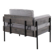 Lumi Source Kari farmhouse accent chair with wooden frame and upholstered seat, stylish and comfortable for living room decor.