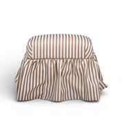 Gertrude striped linen upholstered ottoman by TOV Furniture, showing a stylish, plush seating and decorative striped fabric pattern.