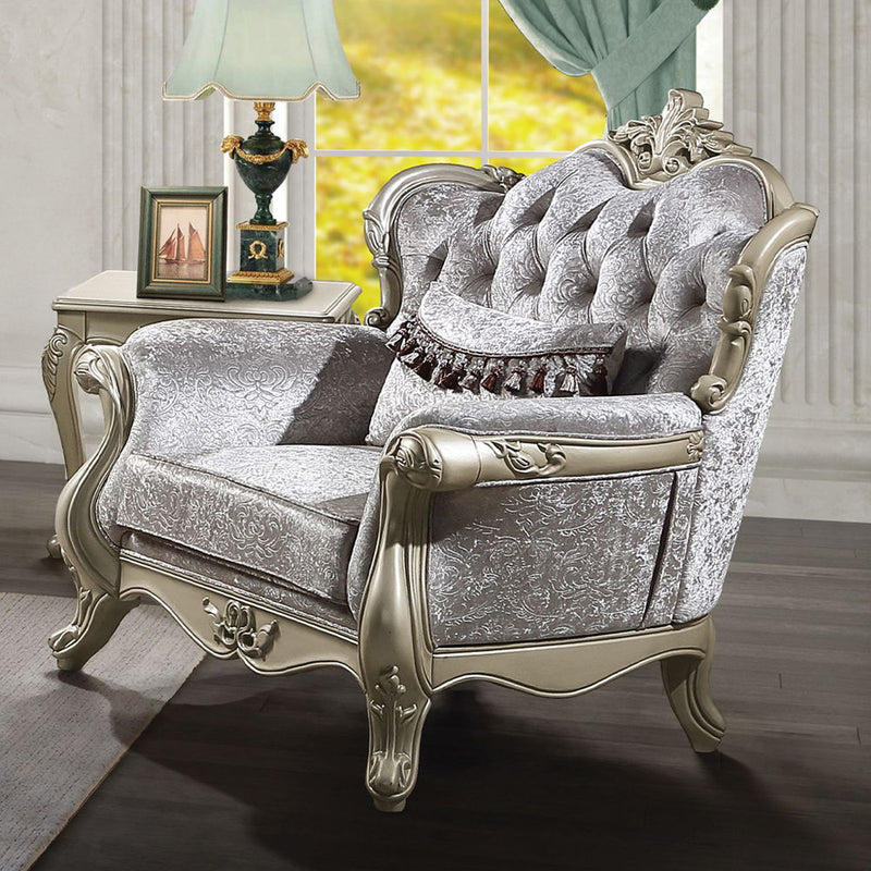 Libertee - Chair With Pillow - Beige Fabric & Champagne - R&R Furniture Gallery (Fountain Valley, CA)
