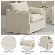 Shane - Chair With 2 Pillows - Beige Linen - R&R Furniture Gallery (Fountain Valley, CA)