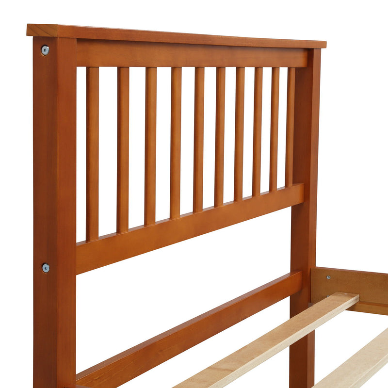 DreamHaus platform bed with headboard and footboard, showcasing a modern wooden frame and sturdy design in a bedroom setting.