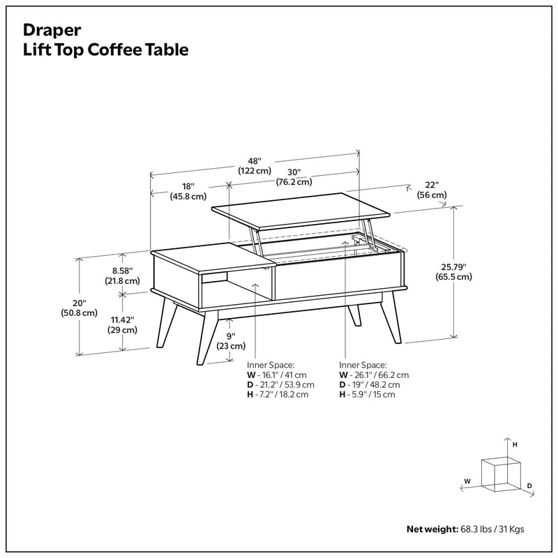 Draper - Lift Top Coffee Table - Teak - R&R Furniture Gallery (Fountain Valley, CA)