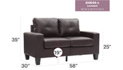 Glory Furniture Newbury track arm loveseat in cozy fabric, featuring plush cushions and a sleek, modern design for comfortable living spaces.