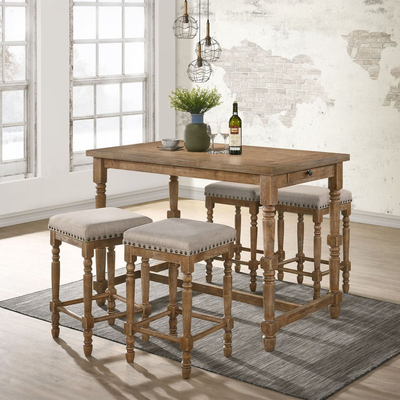 Farsiris - Counter Height Table - Weathered Oak - R&R Furniture Gallery (Fountain Valley, CA)