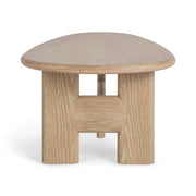Classic Home Langford coffee table with a sleek wooden surface and metal legs, ideal for modern living room decor.