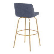Lumi Source Toriano contemporary fixed height barstool set with swivel and round footrest, shown in modern kitchen setting