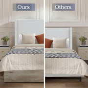 Shelton - Queen Upholstered Wingback Bed With 54" High Headboard - Ivory / Light Gray / Camel Oak - R&R Furniture Gallery (Fountain Valley, CA)
