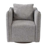 Uttermost Corben swivel chair with plush fabric upholstery and modern design, shown from a side angle.