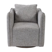 Uttermost Corben swivel chair with plush fabric upholstery and modern design, shown from a side angle.