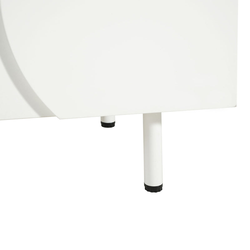 White Noble House sideboard buffet cabinet with four doors and adjustable shelves, showcasing a wide storage unit.