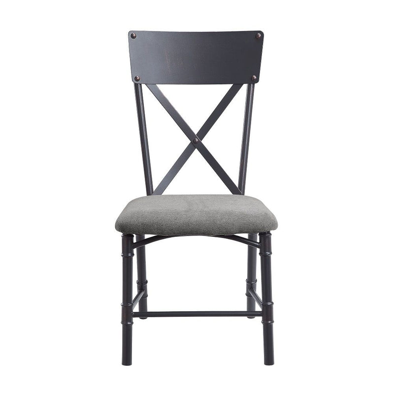 Edina - Side Chair (Set of 2) - Gray Fabric, Oak & Sandy Black - R&R Furniture Gallery (Fountain Valley, CA)
