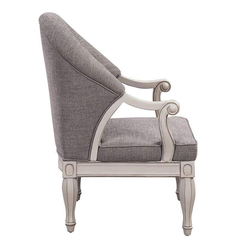 Florian - Chair - Gray Fabric & Antique White - R&R Furniture Gallery (Fountain Valley, CA)