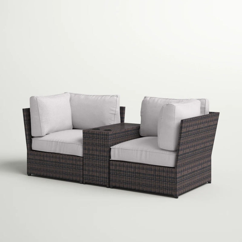 Outdoor Wicker Loveseat With Cushions - R&R Furniture Gallery (Fountain Valley, CA)