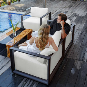 Remsen - Outdoor Sofa - Black / Oyster