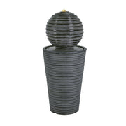 31.5" Tall Striped Column Fountain With LED Light Design For Outdoor Spaces - Gray - R&R Furniture Gallery (Fountain Valley, CA)