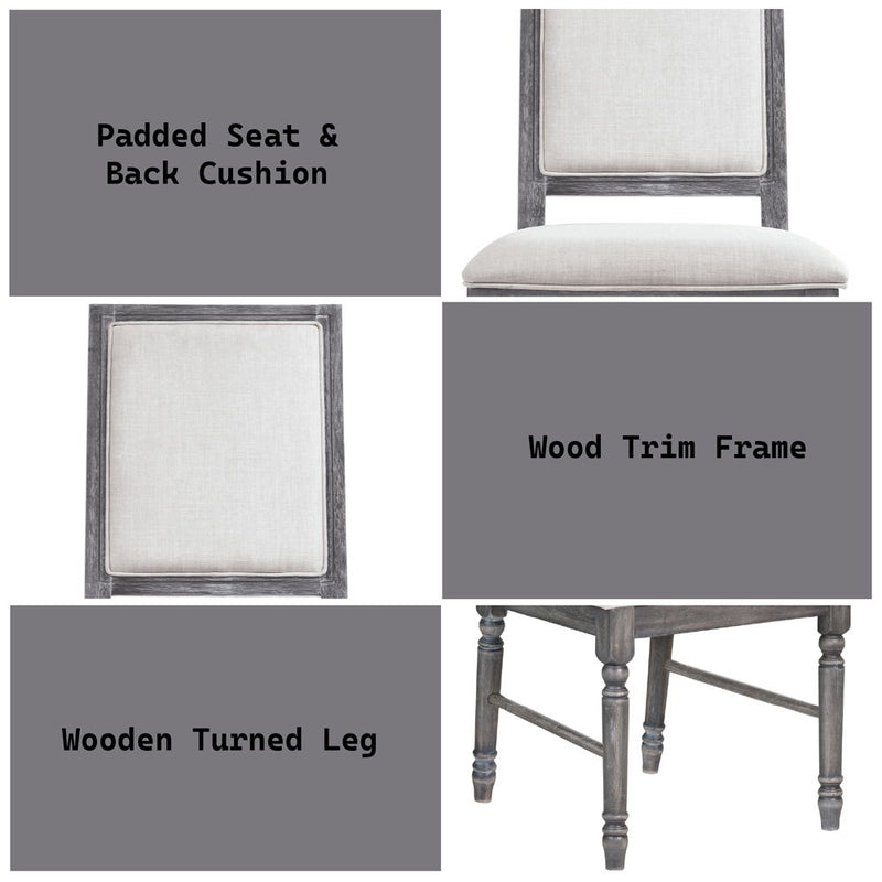 Leventis - Side Chair (Set of 2) - Cream Linen & Weathered Gray - R&R Furniture Gallery (Fountain Valley, CA)