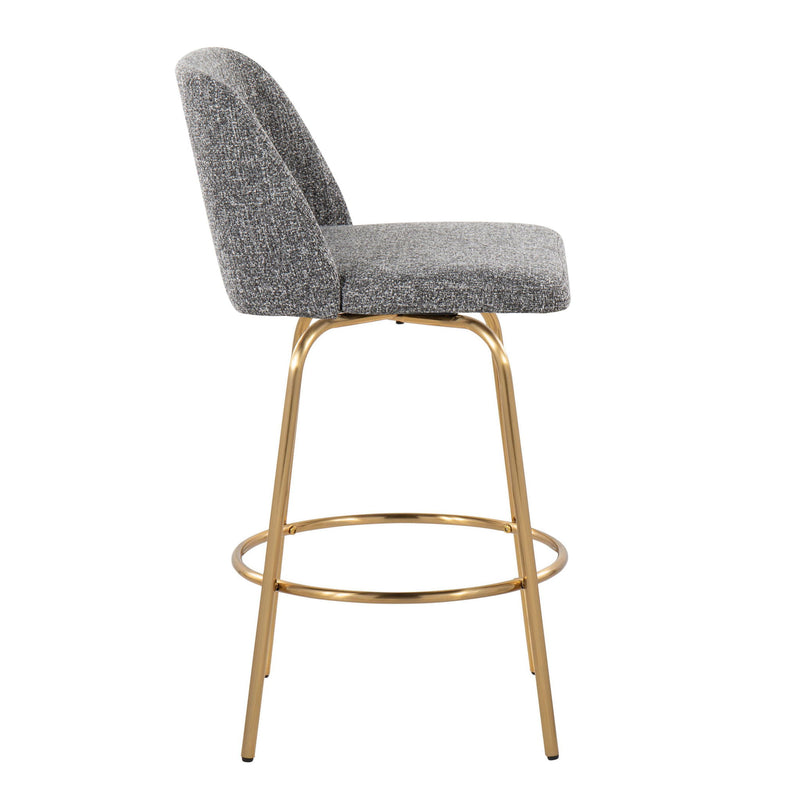 Toriano - Contemporary, Fixed Height Counter Stool With Swivel With Round Footrest (Set of 2) - R&R Furniture Gallery (Fountain Valley, CA)