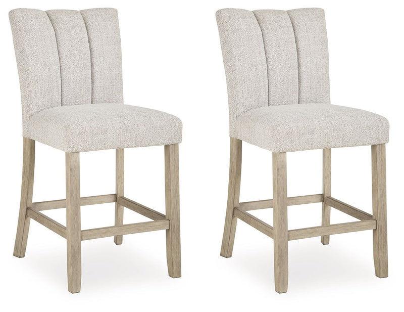 Larawyn - Upholstered Barstool (Set of 2) - Bisque - R&R Furniture Gallery (Fountain Valley, CA)