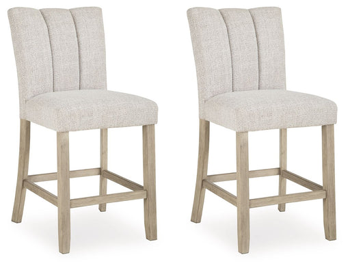 Larawyn - Upholstered Barstool (Set of 2) - Bisque - R&R Furniture Gallery (Fountain Valley, CA)