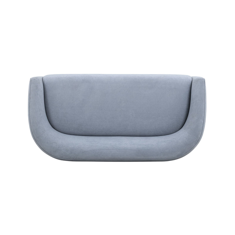 TOV Furniture Jordan stationary loveseat with plush fabric and modern design, featuring cushioned seating and sleek armrests.