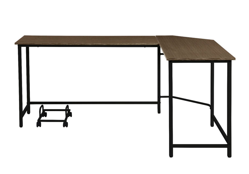 ACME Bambina computer desk with oak top and black metal frame, modern workspace furniture with clean lines and sleek design.