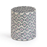 Lorna - Capiz Shell Motif Stool - Aqua Floral - R&R Furniture Gallery (Fountain Valley, CA)