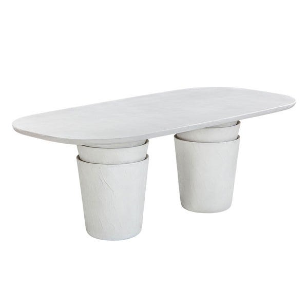 Margot - Faux Plaster Indoor / Outdoor Concrete Dining Table - Light Gray