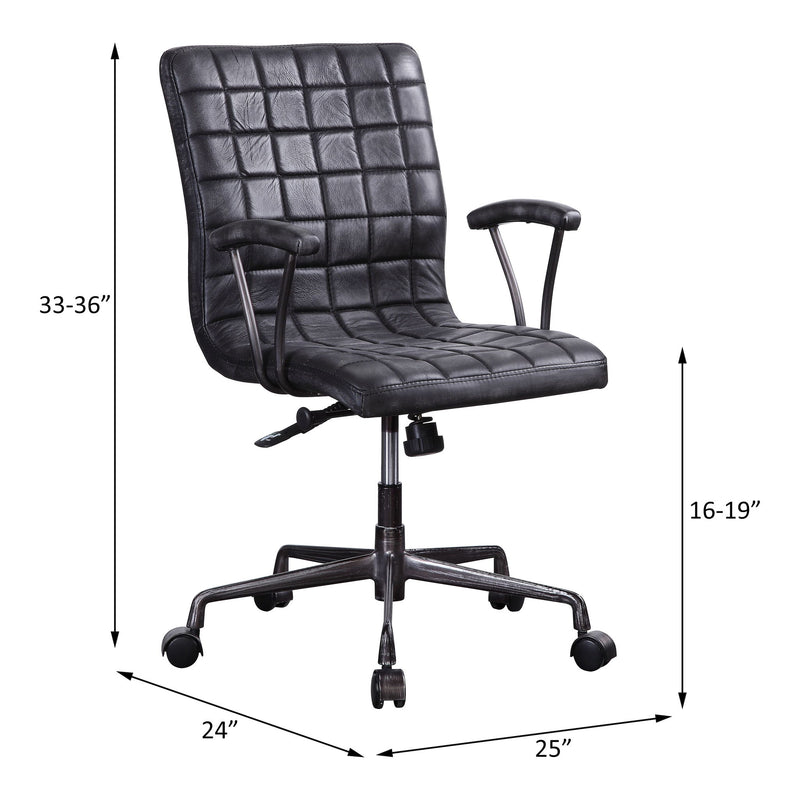 Barack - Office Chair - Vintage Black Top Grain Leather & Aluminum - R&R Furniture Gallery (Fountain Valley, CA)