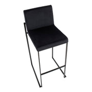 Lumi Source Fuji contemporary high back barstool with elegant design, featuring sleek wooden legs and a cushioned seat.