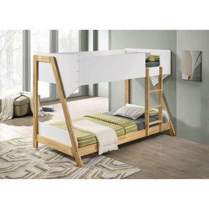 Fjord - Twin Over Twin Bunk Bed, Fits Standard Mattresses - White / Natural