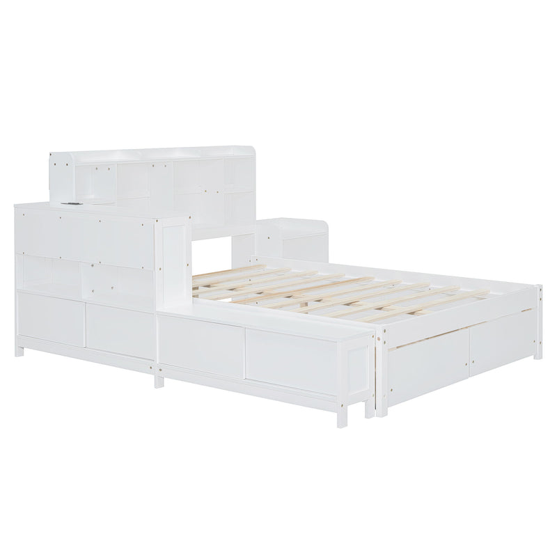 Platform Bed With Multi Functional Storage Space, Nightstand, 2 Drawers, USB Ports And Desk - R&R Furniture Gallery (Fountain Valley, CA)