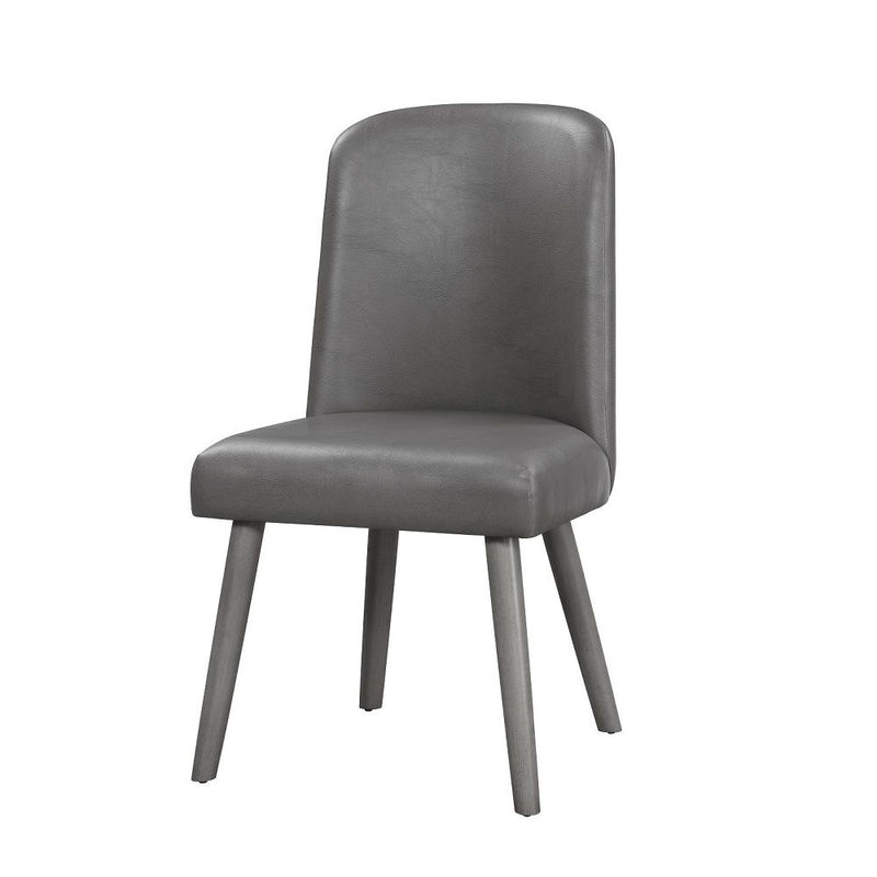 Waylon - Side Chair (Set of 2) - Gray Synthetic Leather & Gray Oak - R&R Furniture Gallery (Fountain Valley, CA)