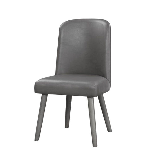 Waylon - Side Chair (Set of 2) - Gray Synthetic Leather & Gray Oak - R&R Furniture Gallery (Fountain Valley, CA)