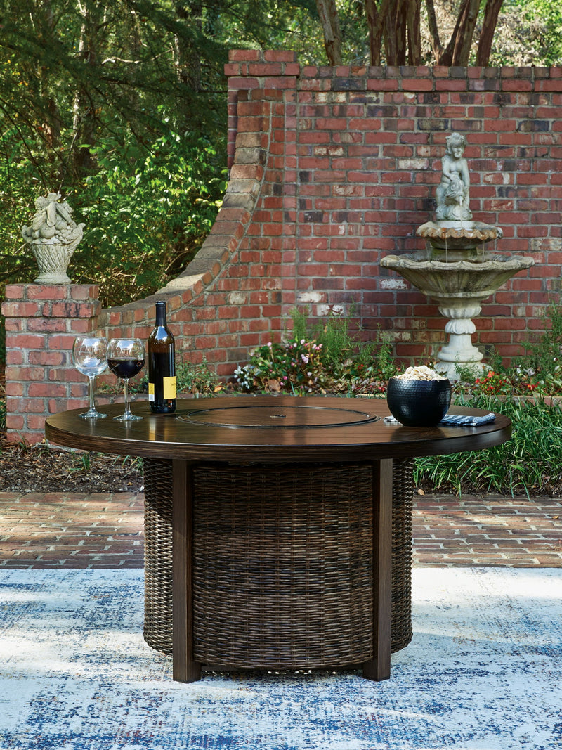 Monterey Point - Round Fire Pit Table - Dark Brown - R&R Furniture Gallery (Fountain Valley, CA)