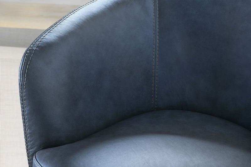 Barolo - 100% Italian Leather Swivel Club Chair (Set of 2)